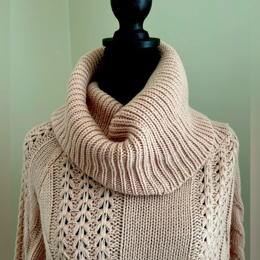 Adora Pink Cowl Neck Knit Oversized Sweater S